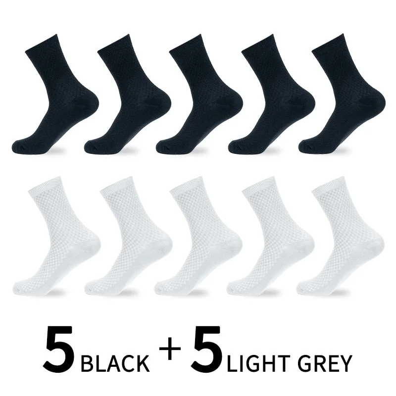 10 Pairs/Lot Men Bamboo Fiber Socks High Quality Solid Black Long Short Sock Business Casual Sports Breathable Four Seasons