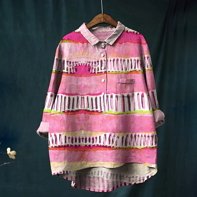Women's Gradients And Lines Printed Casual Shirt