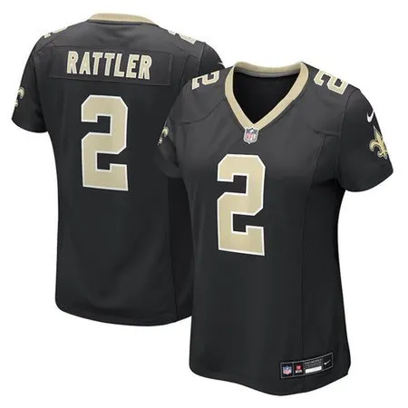 Women's New Orleans Saints #2 Spencer Rattler  Black Game Jersey
