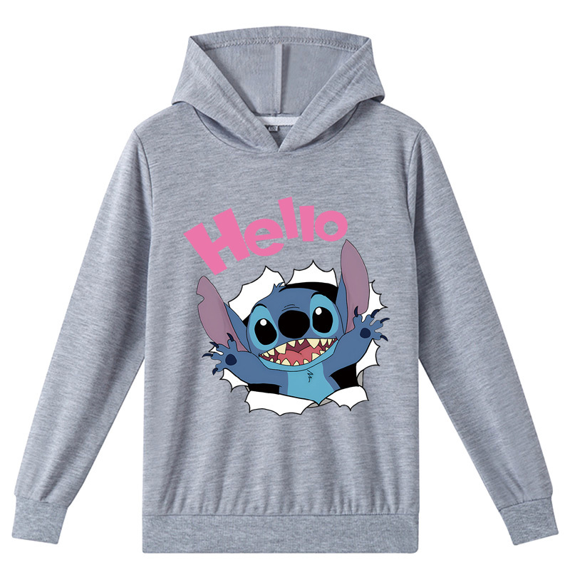 Mayoulove Stitch Long Sleeve Hoodie - Cute and Comfortable Kids Clothing for Fans of the Lovable Alien Stitch - Perfect for Boys and Girls Aged 4-12-Mayoulove
