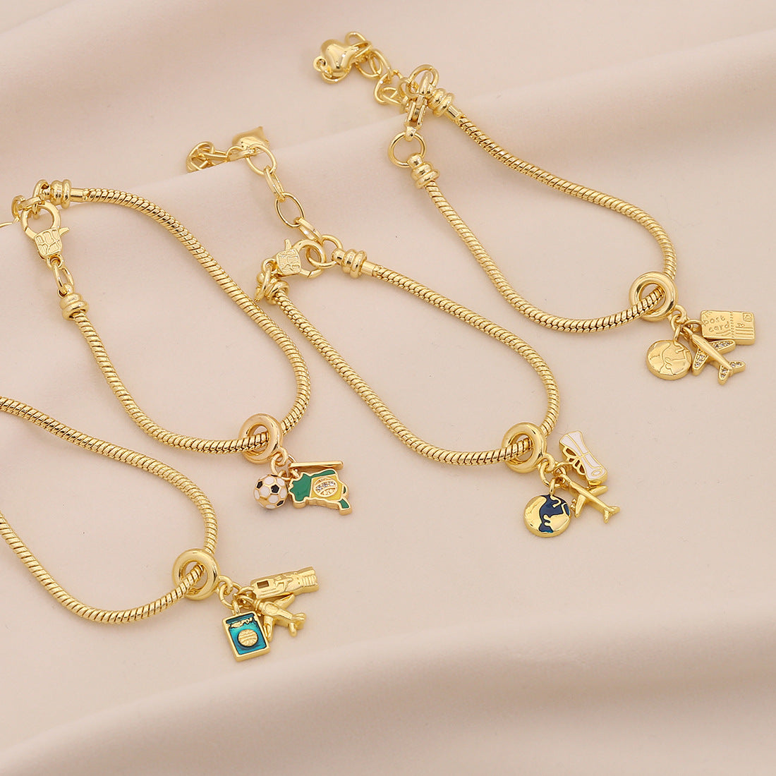 Airplane Luggage Earth Element Bracelet Pando Diy Hand Jewelry B630