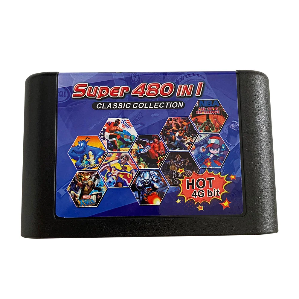16 Bit Game Cartridge - 480 IN 1 Classic Collection Genesis/MEGA DRIVE Remix Mulit Cart Game Card - Region Free