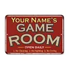 Game Room Metal Sign Red Custom Name