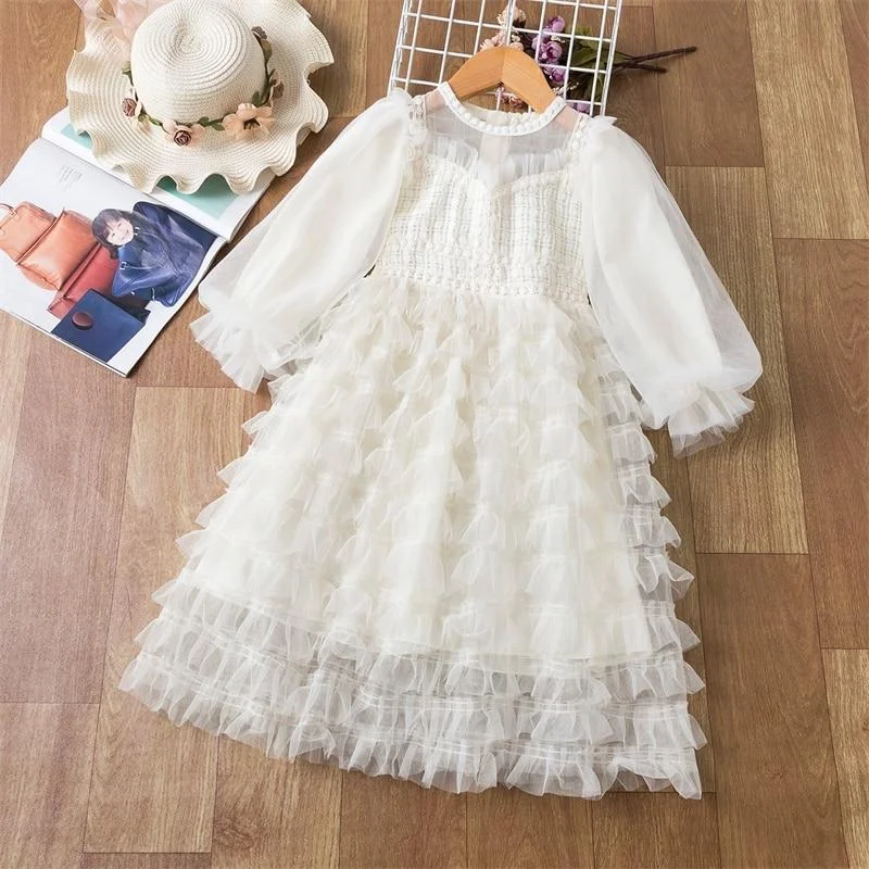 Long Sleeve Christmas Dress for Girls Party Wedding Dress Girl Princess Events Frocks Dresses Pageant Children New Year Costume