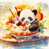 Diamond Painting -DIY Round Drill AI Curious Panda(40x40cm)