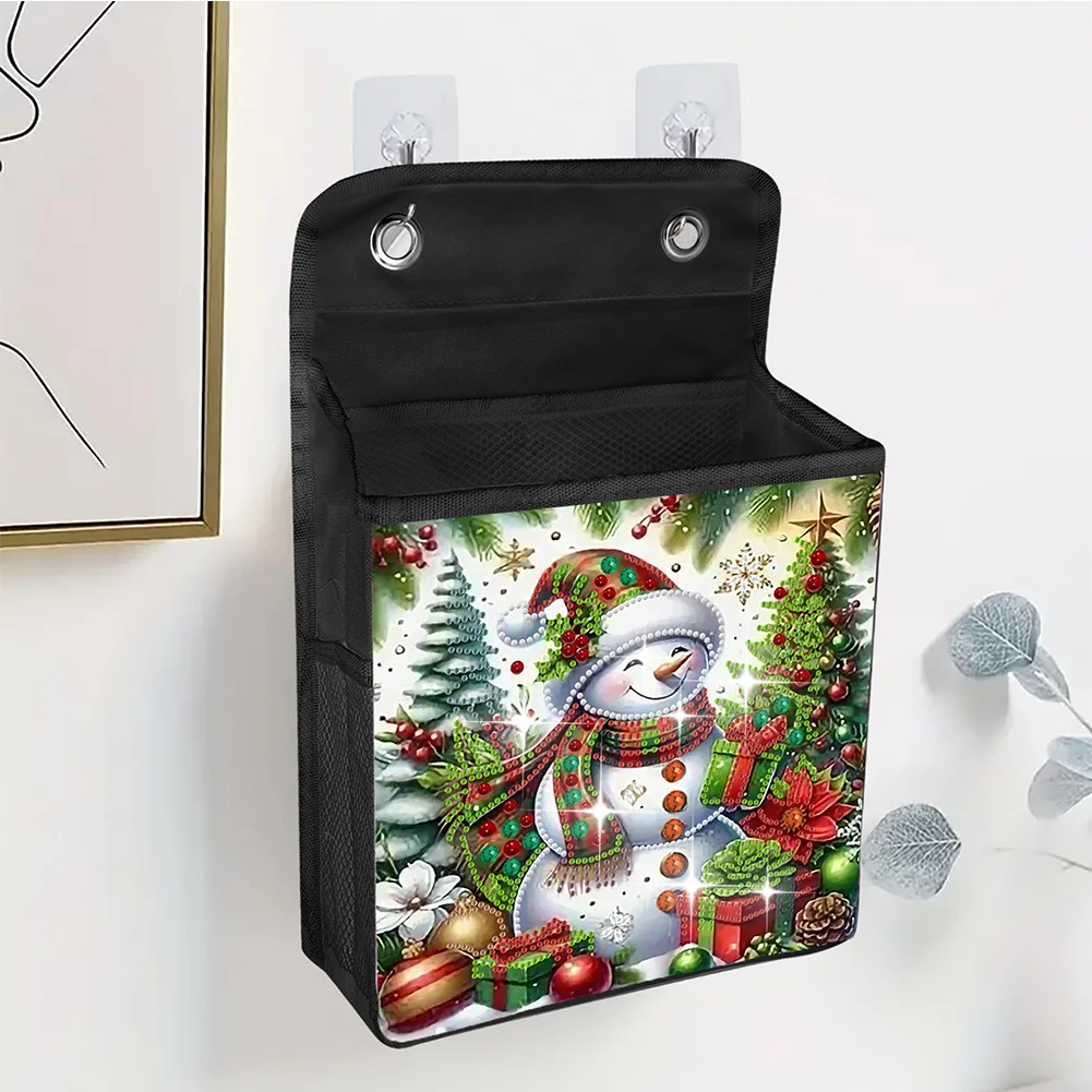 5D DIY Christmas Snowman Diamond Painting Hanging Storage Bag Diamond Art Organizer Box Home Decor 