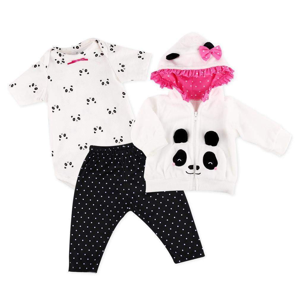 Reborn Baby Doll Clothes for 20''- 23'' Reborn Doll Girl Panda Outfit Accessories 4pcs Reborn Baby Matching Clothes