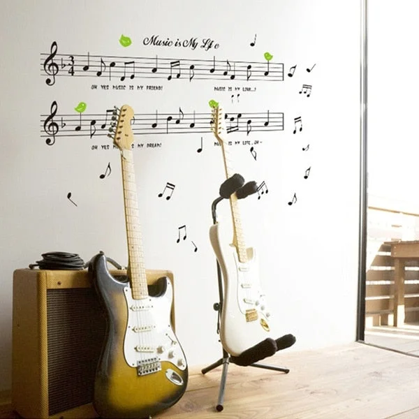 Creative New Design Music Staff Wall Stickers Musical Note Stickers Living Room Kids Room Learning Art Decals Home Decoration