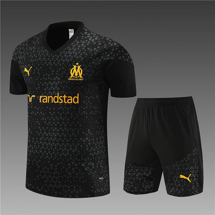 2023-24 Marseille black short-sleeved training jersey