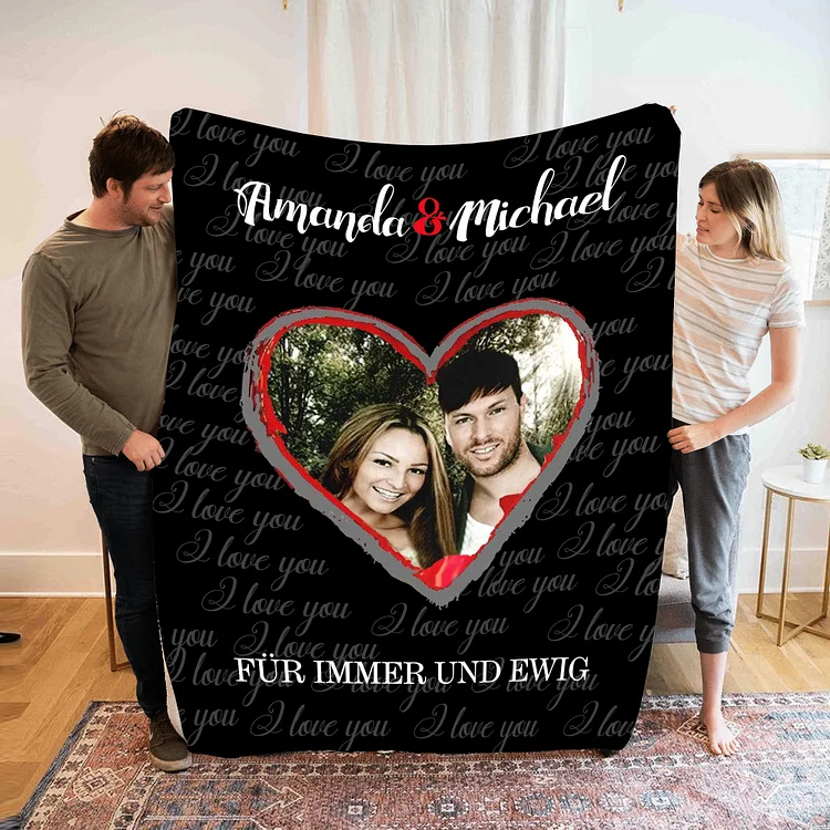 Kettenmachen Personalisierte 2 Namen & Foto-Für immer und ewig-Decke Für Paare