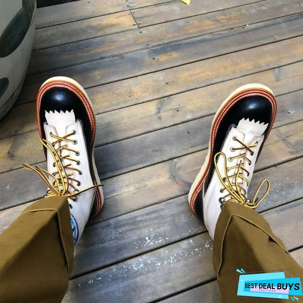 High Top Shoes Men England Style Vintage Casual Work Boots Lace Up Office Shoes