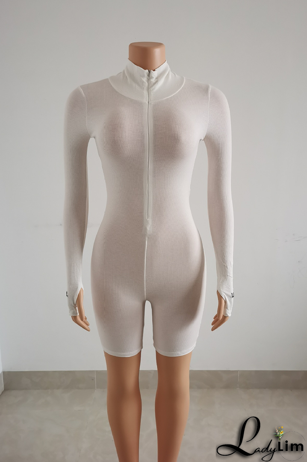 Yellow Fashion Print Letter Zipper Collar Skinny Jumpsuits