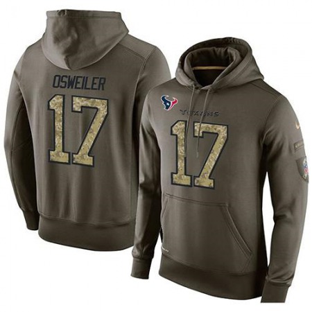 NFL Men's  Houston Texans #17 Brock Osweiler Stitched Green Olive Salute To Service KO Performance Hoodie
