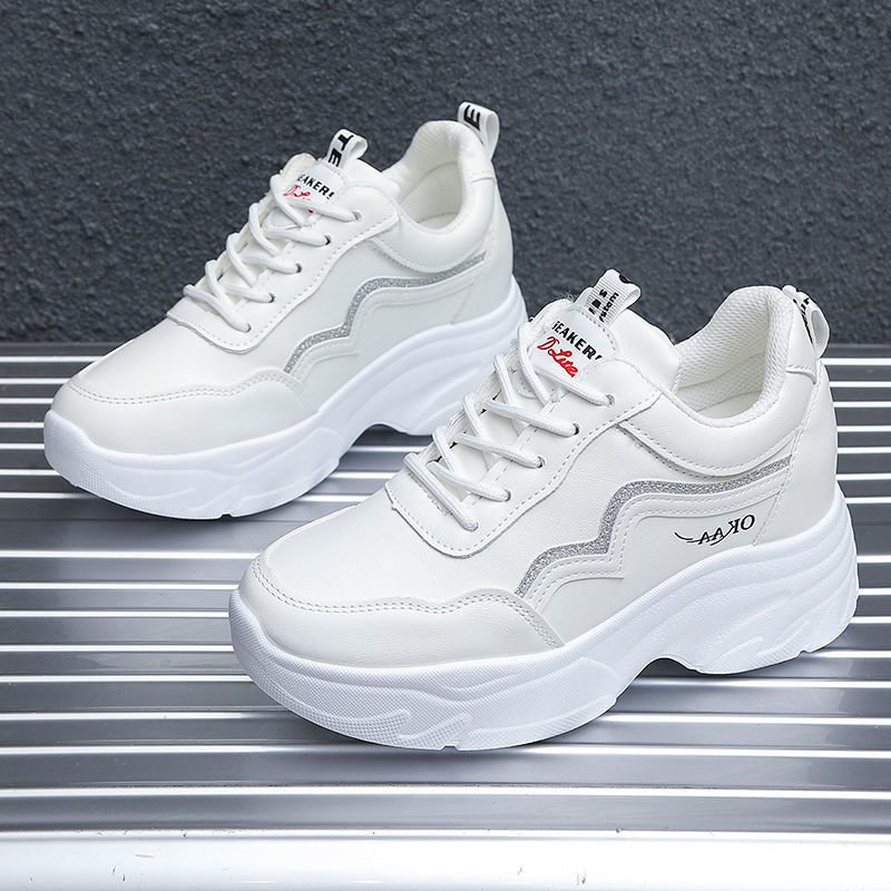 2021 Spring Autumn Women's White Shoes Sneaker Thick-Soled Casual Shoes Increased Women's Shoes Single Shoes Zapatillas Mujer