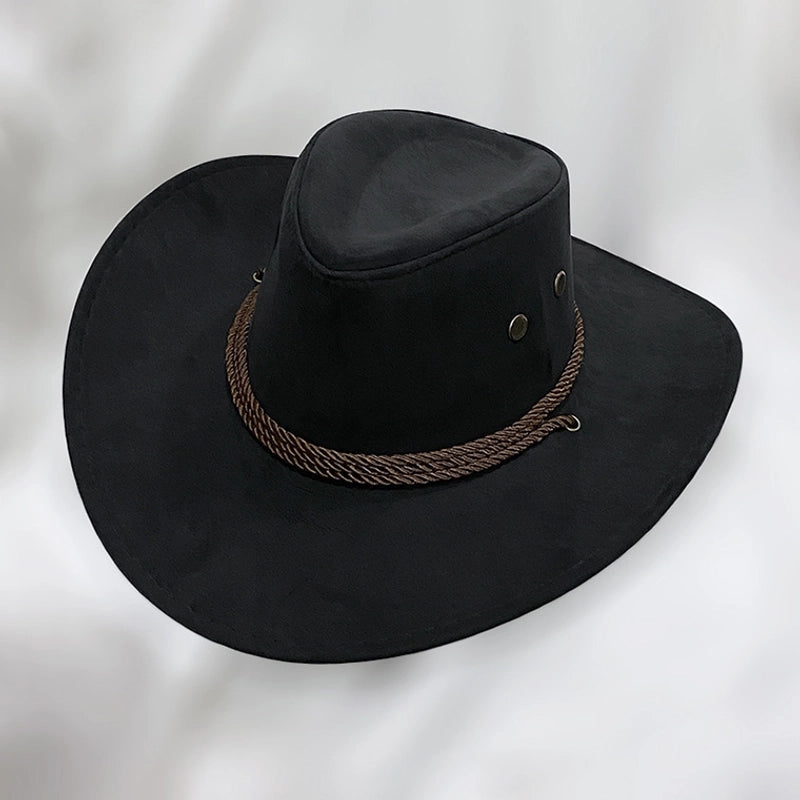 American Western Cowboy Hat Spring And Autumn Leather Men’s Mountain Climbing Spanish Women’s Sun Big Edge Sun Hat Sunscreen Travel