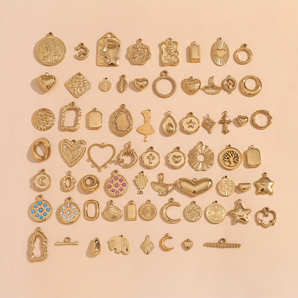 5 Pieces Fashion Irregular Heart Stainless Steel 18K Gold Plated Jewelry Making