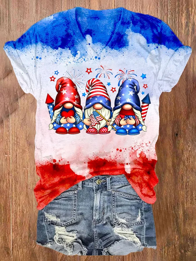  Women's Independence Day Swirled Print  T-Shirt socialshop