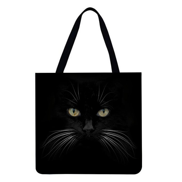 Linen Tote Bag - Black Cat