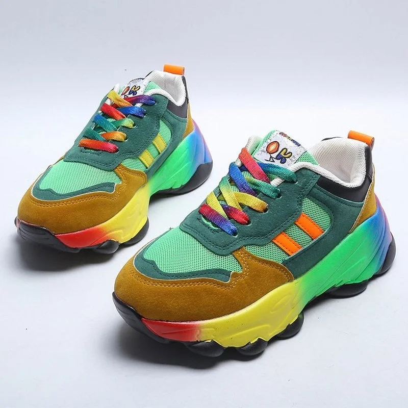 Tennis shoes hip-hop style sneakers 2021 fall color matching casual personality rainbow bottom women's shoes basketball shoes