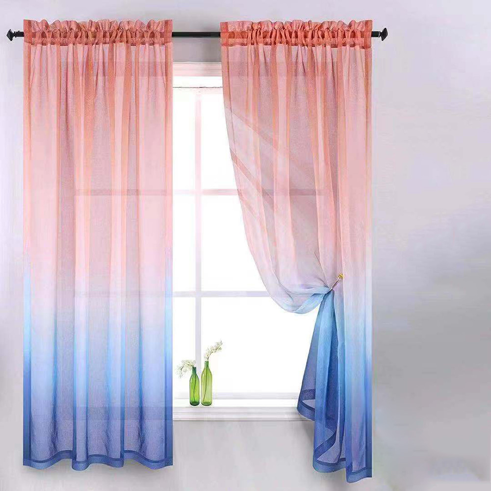 

Gradient Window Tulle Curtain for Living Room Sheer Drapes (Tangerine Blue, 501 Original