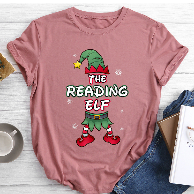 Reading Elf Christmas Pajamas Matching Family Group T-Shirt Tee