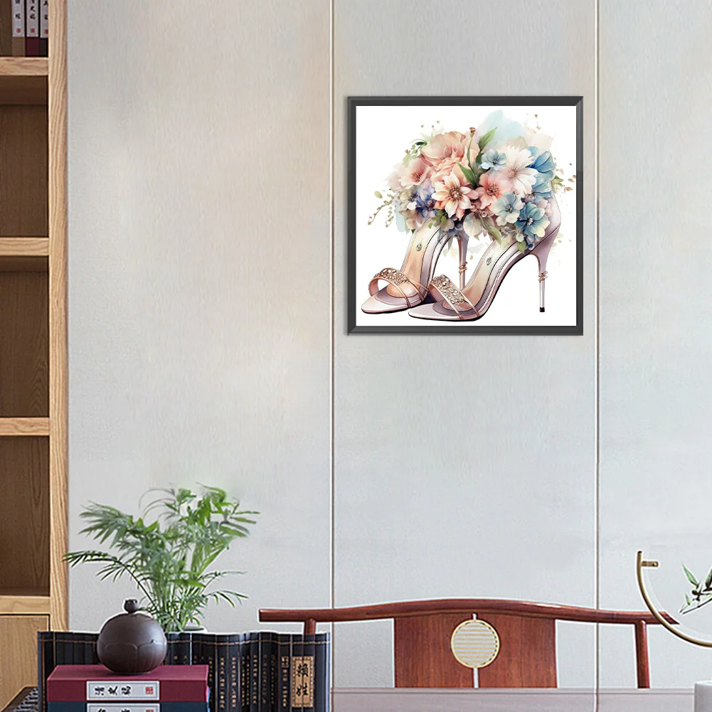 Full Round Diamond Painting 30*30cm - Flower High Heels