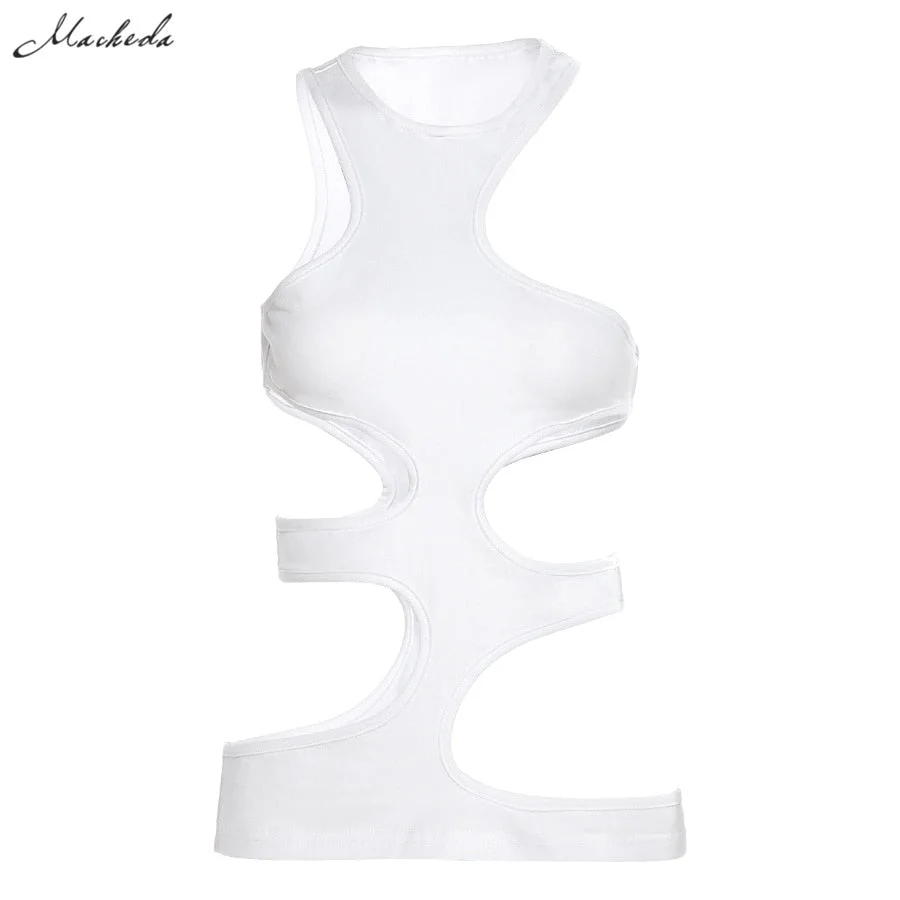 Macheda Summer Sexy Hollow Out Slim T Shirt Fashion Women O Neck Short Sleeve Clothing Lady Street Solid Street Top 2021 New