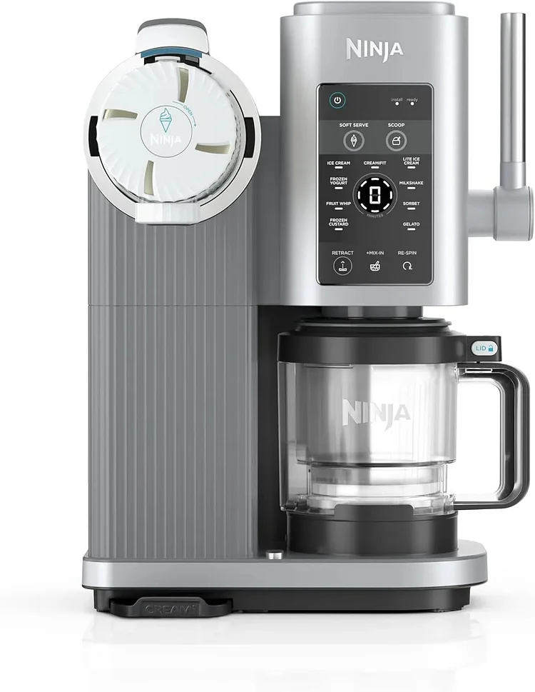 Ninja CREAMi Swirl Ice Cream and Soft Serve Maker, Sorbet, Milkshake, Frozen Yogurt, Low Calories Program & More, 13-in-1, Soft Serve Handle & (2) CREAMi Swirl 16oz Pints, For Kids & ALL ages, NC701C