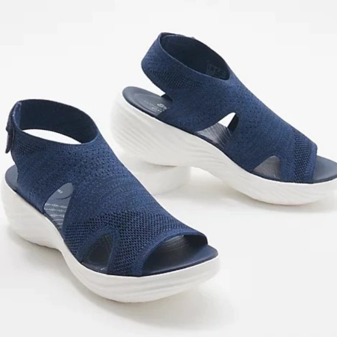 Qengg New Women's Casual Shoes Light Comfort Platform Wedge Beach Sandals Fly Woven Mesh Fish Mouth Open Toe Slippers Zapatos Nina