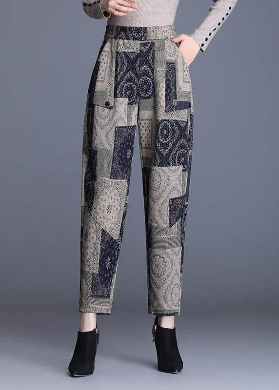 VCSHOES Print Pockets Straight Fall Pants