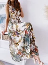 Floral Printed V-Back Sleeveless Maxi Dress