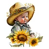 Enfant Cowboy Tournesol Compl&egrave;te Rond Diamant Peinture 30X40CM