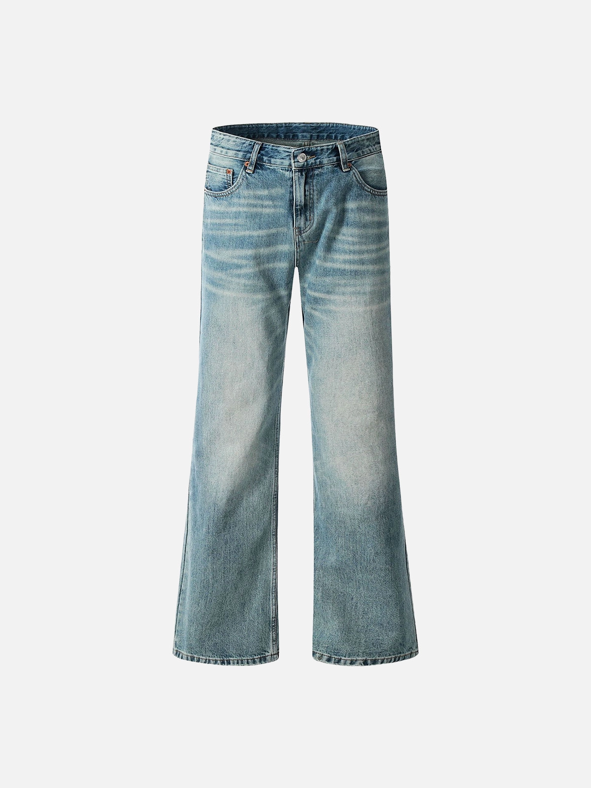 Blue Act Chic Hip-hop Boot-Cut Washed Jeans Front
