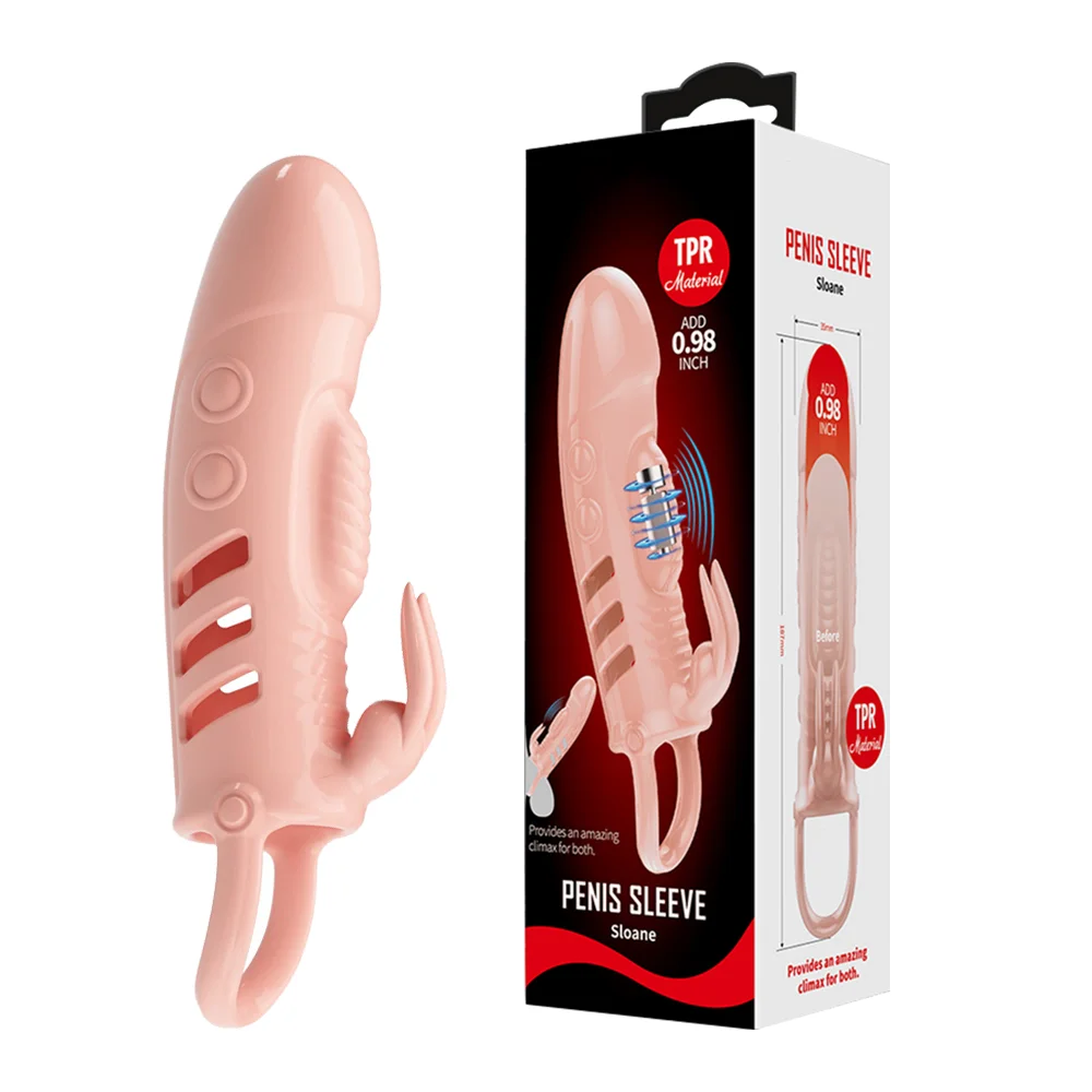 Male Penis Vibrating Ring Sleeve For Penis Dick Delay Ejaculation - Rose Toy