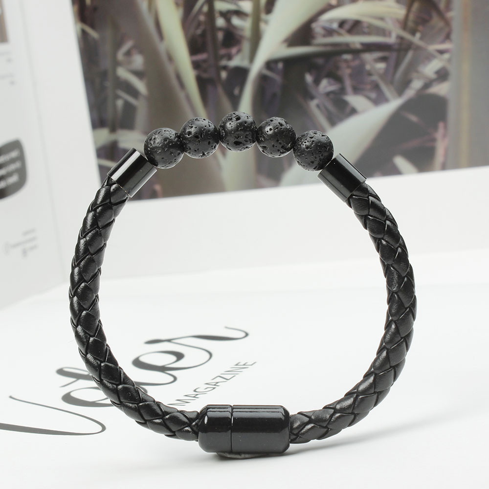 Tiger Eye Black Onyx Beaded Bracelet Men