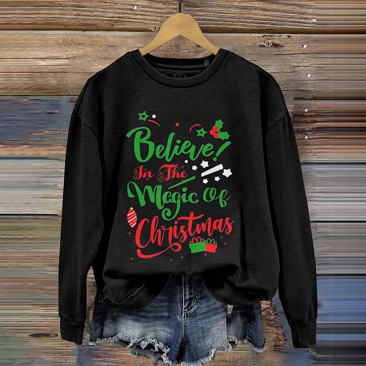 Comstylish Christmas Letter Round Neck Pullover Sweater