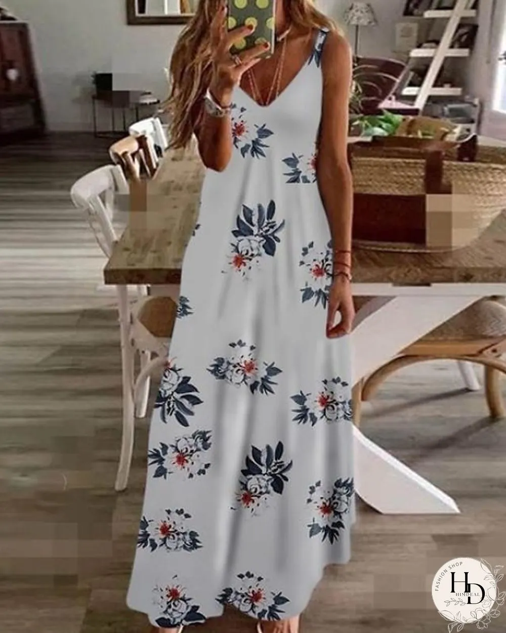 Maxi Long Sleeveless Floral Summer Dress