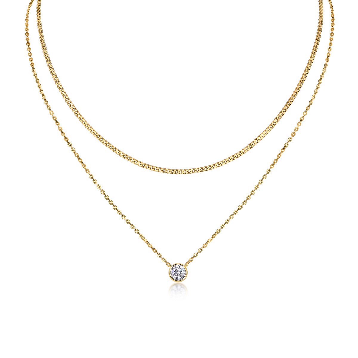 Classic Moissanite Chain Necklace Bundle