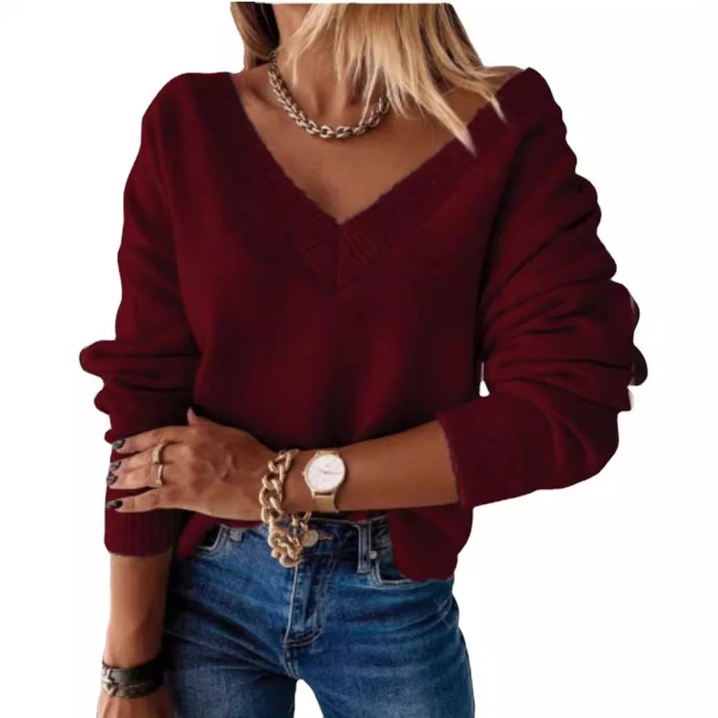 Wongn Wongn Fall / Winter 2023 Women's Long-Sleeved V-Neck Loose Knit Pullover