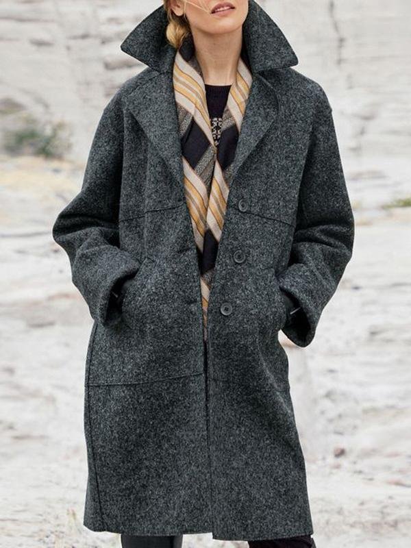 Mayoulove Simple design chic lapel coat-Mayoulove