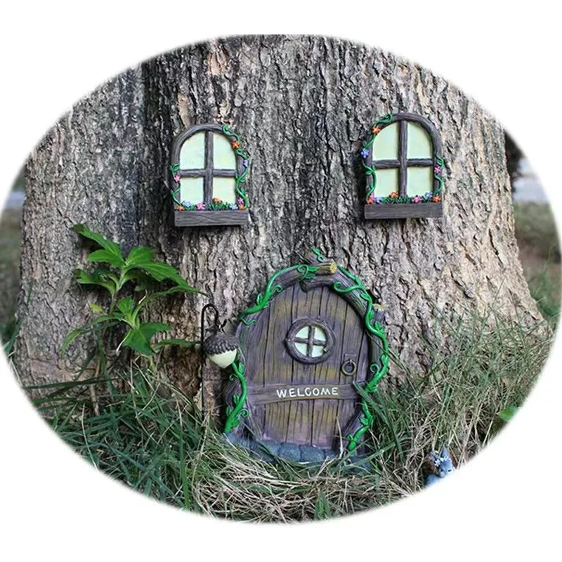 Fairy Garden Ornaments Outdoor Accessories Door Window Glow In The Dark House