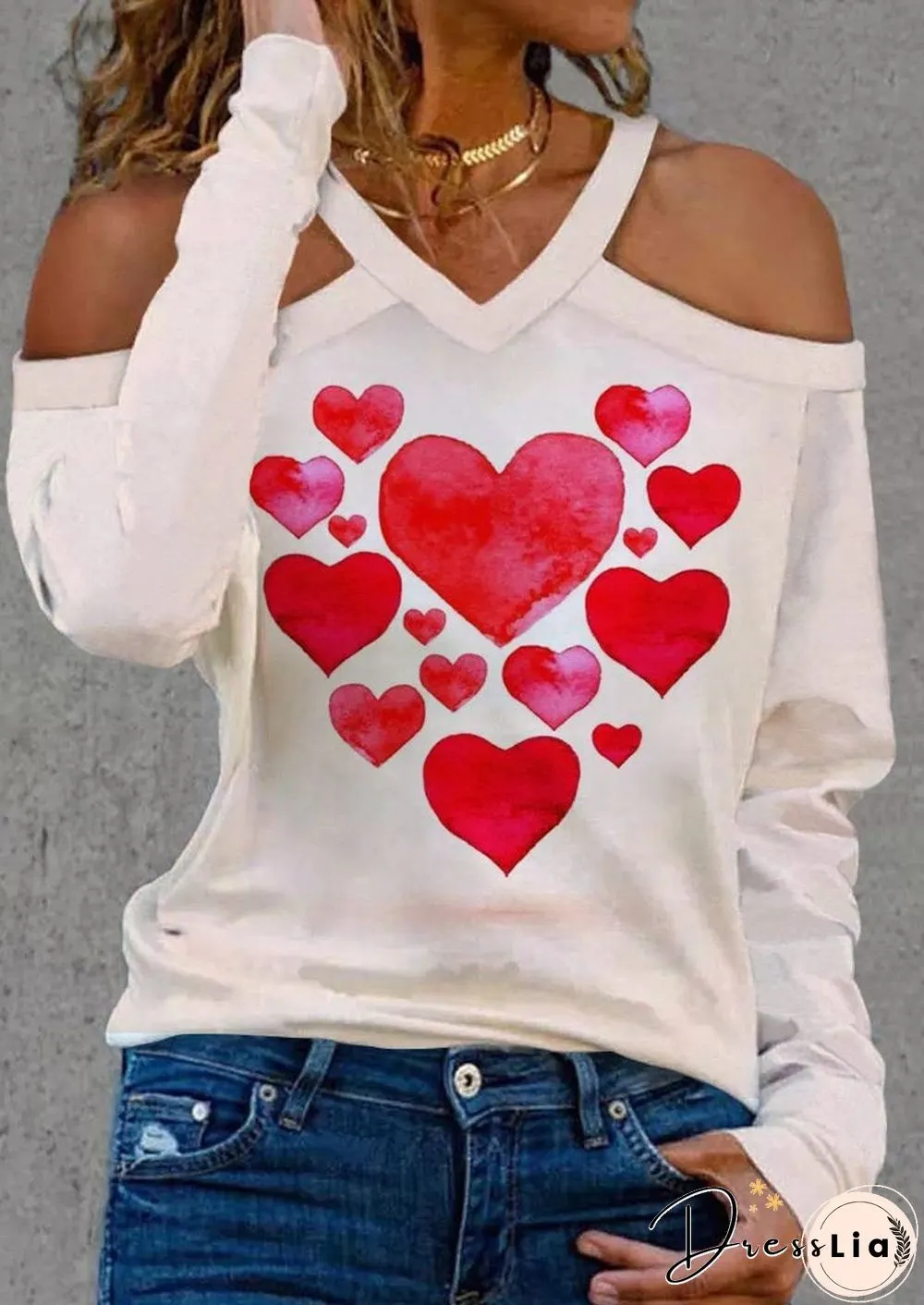 Sexy Halter Heart Printed Shirt