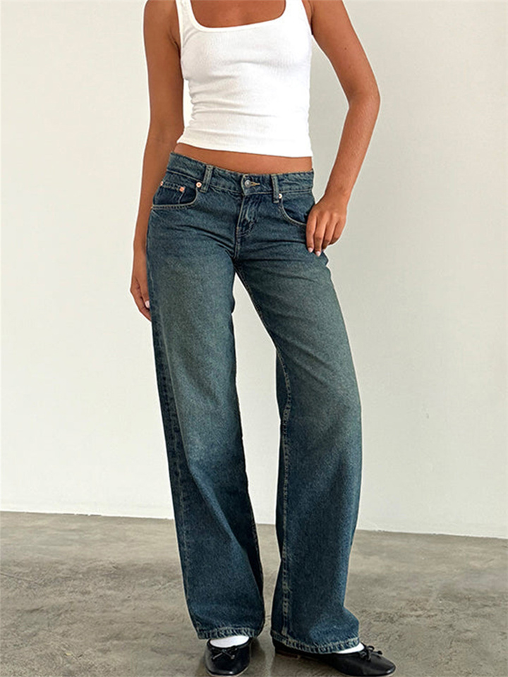 Women's Denim Micro-radiator Type Pants New Women's Straight Jeans