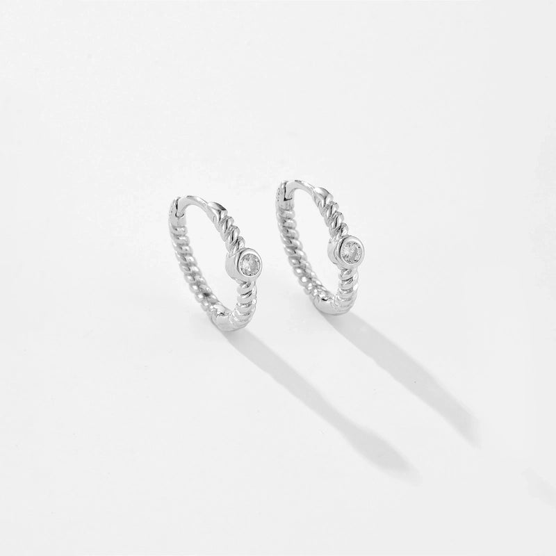 1 Pair 18K Gold Plated White Gold Plated 925 Sterling Silver Geometric Earrings