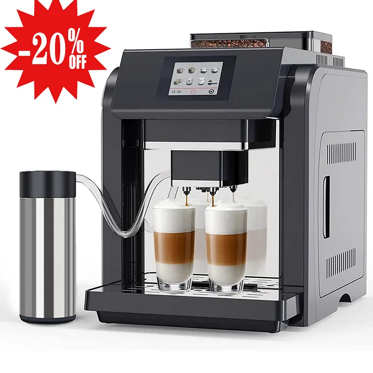Mcilpoog ES317 Fully Automatic Espresso Machine，Milk Frother,Built-in Grinder，Intuitive Touch Display ，7 Coffee Varieties for Home, Office,and more mcilpoog