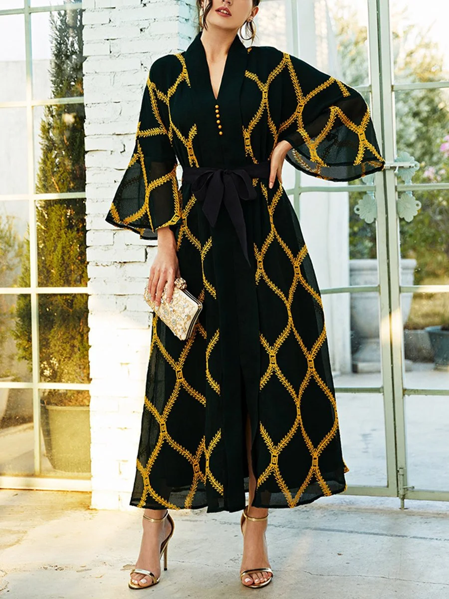 High Sense Contrast Pattern Dress