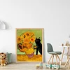 Van Gogh Sunflowers And Black Cat - 11CT Stamped Cross Stitch - 40*50cm