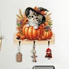 (US Only)Halloween Pumpkin Cat Wood 2D/Flat DIY Diamond Painting Hooks Home Decor Craft
