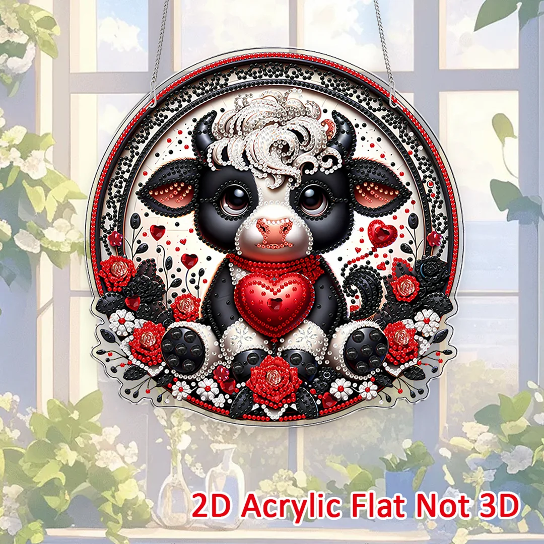 Heart 2D Flat DIY Acrylic Diamond Painting Pendants Crafts for Home Wall Decor