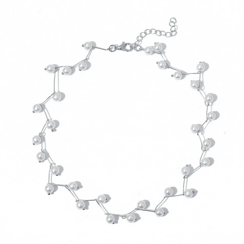 Creative Retro Simple Pearl Necklace Bride Bridesmaid Wedding Dress Neckchain